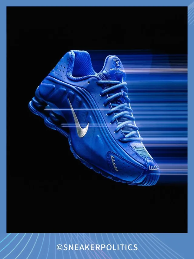 Nike Blue Silver Shox Column Cushioning Synthetic Molded Upper Lifestyle Sneakers 18