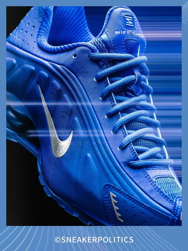 Nike Blue Silver Shox Column Cushioning Synthetic Molded Upper Lifestyle Sneakers 19