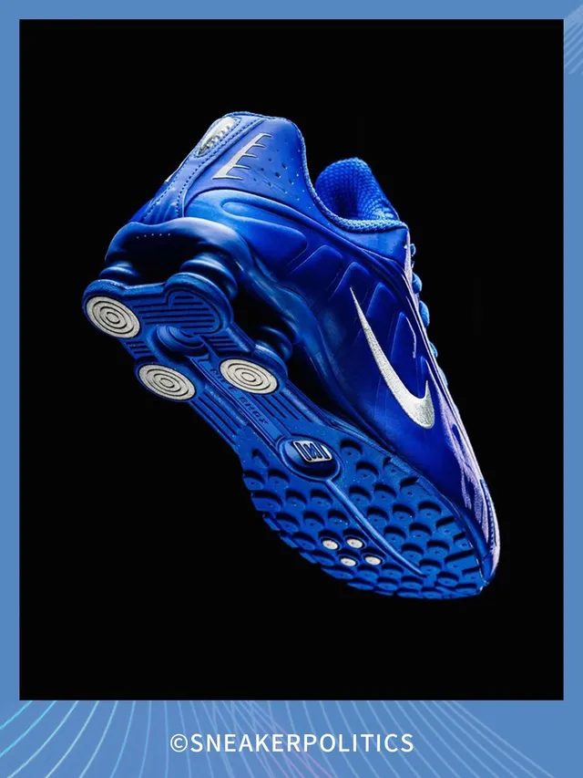 Nike Blue Silver Shox Column Cushioning Synthetic Molded Upper Lifestyle Sneakers 23