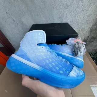 Nike Blue White High-Top Translucent Cage Upper Basketball Shoes