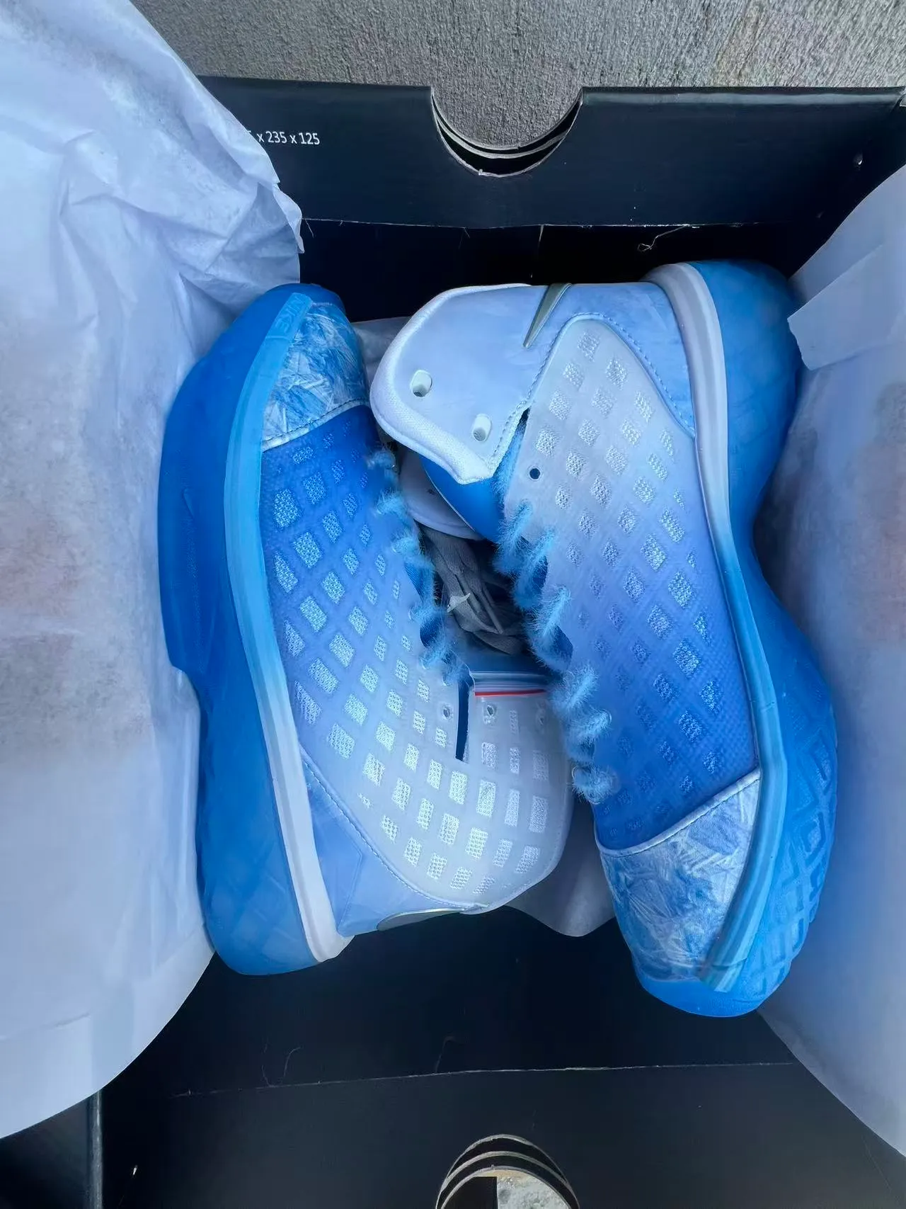Nike Blue White High-Top Translucent Cage Upper Basketball Shoes 9