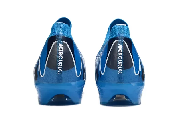 Nike Blue White Low-Cut Knit Upper Dynamic Graphic Overlay Firm-Ground Soccer Shoes 4