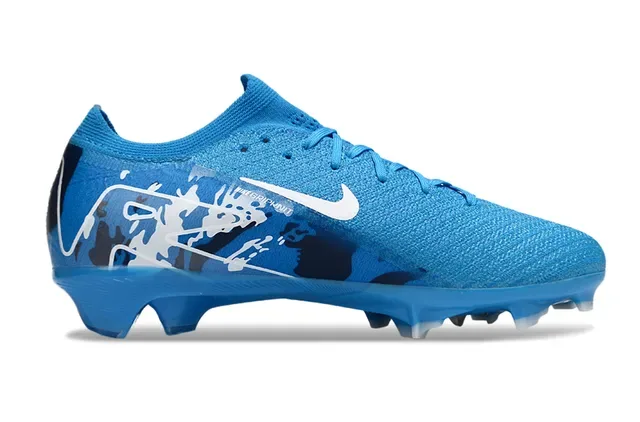 Nike Blue White Low-Cut Knit Upper Dynamic Graphic Overlay Firm-Ground Soccer Shoes 7