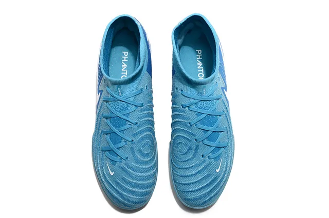 Nike नीला सफेद सॉक-फिट क्निट अपर कॉनिकल स्टड्स टर्फ फुटबॉल जूते 2