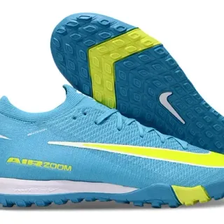 Nike Blue Yellow Knit Upper Low-Cut Turf Soccer Shoes