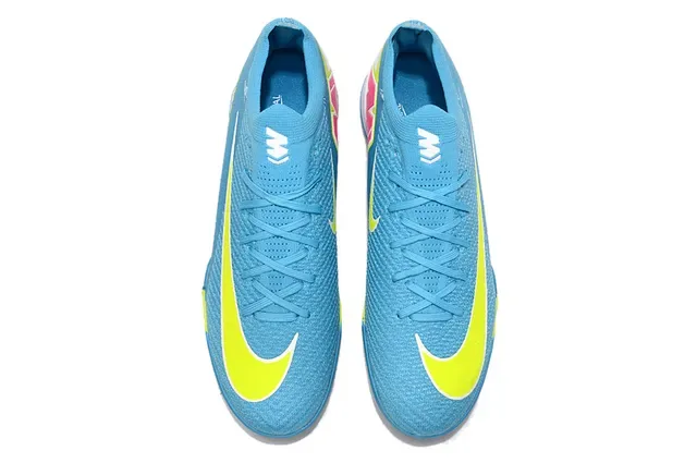 Nike Chaussures de Football Turf Bleu Jaune Upper Knit Low-Cut 2