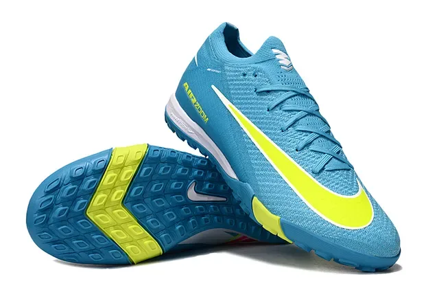 Nike Chaussures de Football Turf Bleu Jaune Upper Knit Low-Cut 3