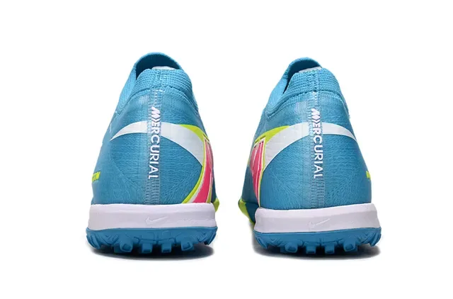 Nike Chaussures de Football Turf Bleu Jaune Upper Knit Low-Cut 4
