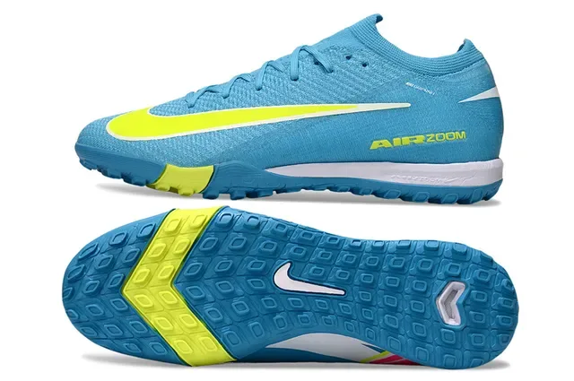 Nike Chaussures de Football Turf Bleu Jaune Upper Knit Low-Cut 5