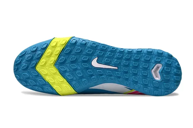 Nike Chaussures de Football Turf Bleu Jaune Upper Knit Low-Cut 6
