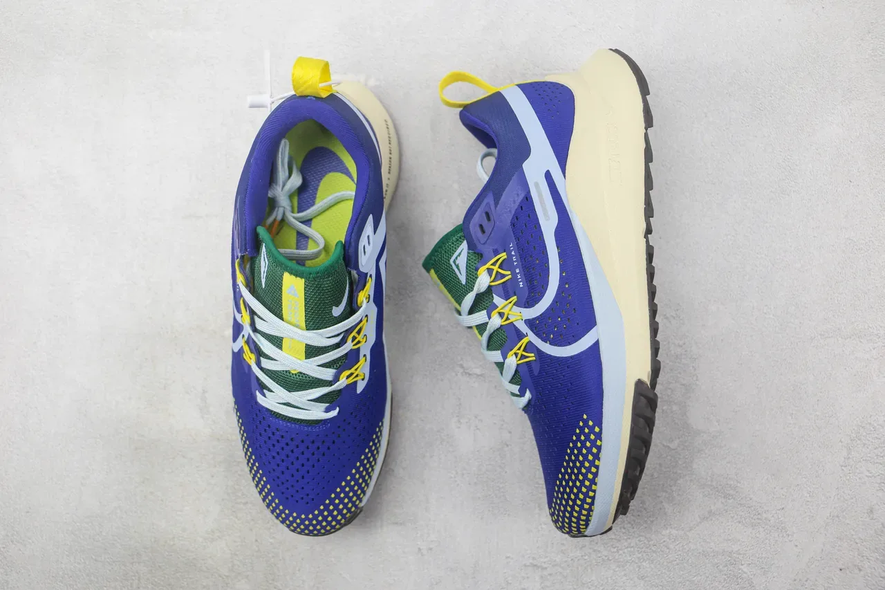 Nike Chaussures de Running Bleu Jaune Upper Knit Perforé Contraste Grid Toe Cap 3