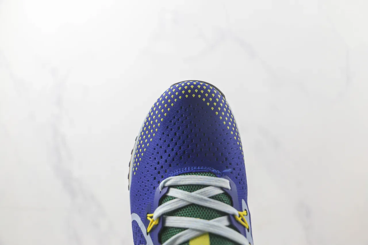 Nike Chaussures de Running Bleu Jaune Upper Knit Perforé Contraste Grid Toe Cap 6