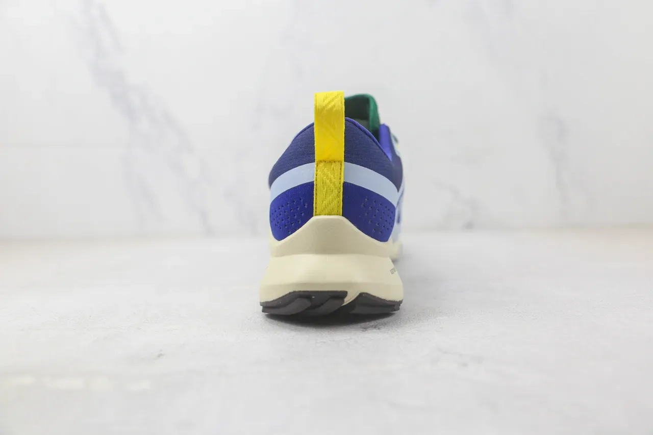Nike Chaussures de Running Bleu Jaune Upper Knit Perforé Contraste Grid Toe Cap 9