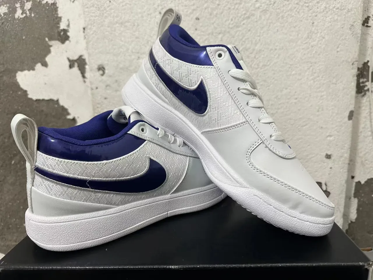 Nike Booker White Purple Textile-and-Leather Upper Glossy Heel Counter Lifestyle Sneakers 5
