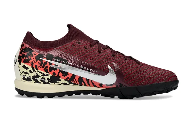 Nike Sapatos de futebol turf bordeaux multicolor com upper de knit e overlay de impressão de leopardo 7