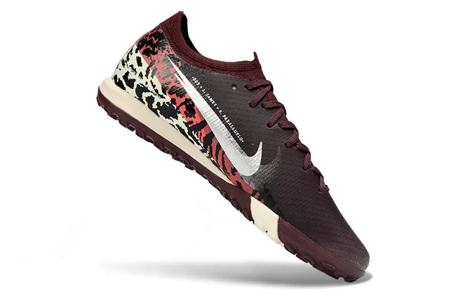 Nike Bordeaux Multicolore Imprimé Léopard Panneau Haut Noir Gazon Football Chaussures 2