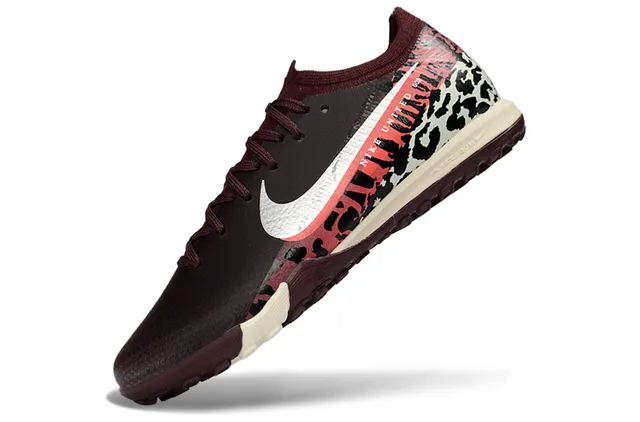Nike Bordeaux Multicolore Imprimé Léopard Panneau Haut Noir Gazon Football Chaussures 3