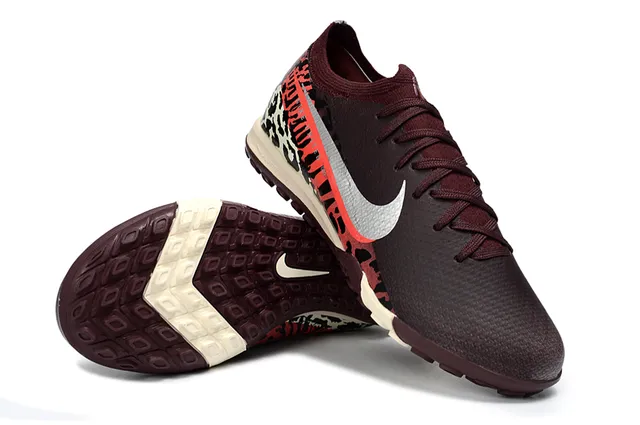 Nike Bordeaux Multicolore Imprimé Léopard Panneau Haut Noir Gazon Football Chaussures 4