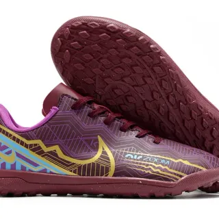 Nike Burgundy Purple Low-Top Shoe Synthetic Geometric-Print Upper Turf Soccer Shoes