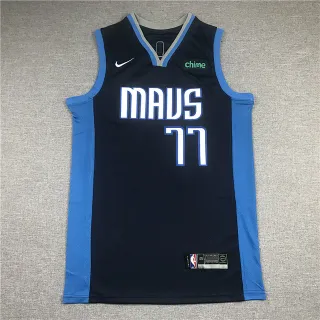 Nike Dallas Mavericks Luka Dončić #77 वैकल्पिक नेवी ब्लू बिना आस्तीन जाली V-Neck गर्दन कॉलर जर्सी