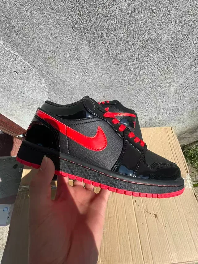 Nike Dunk Low Black and Red Patent Lifestyle Sneakers 2