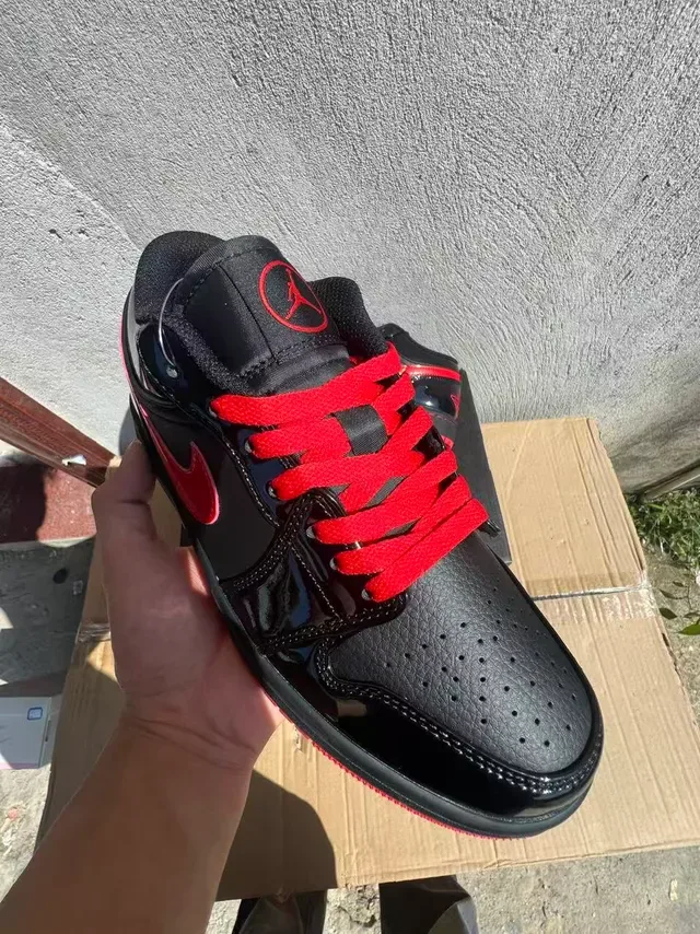 Nike Dunk Low Black and Red Patent Lifestyle Sneakers 3
