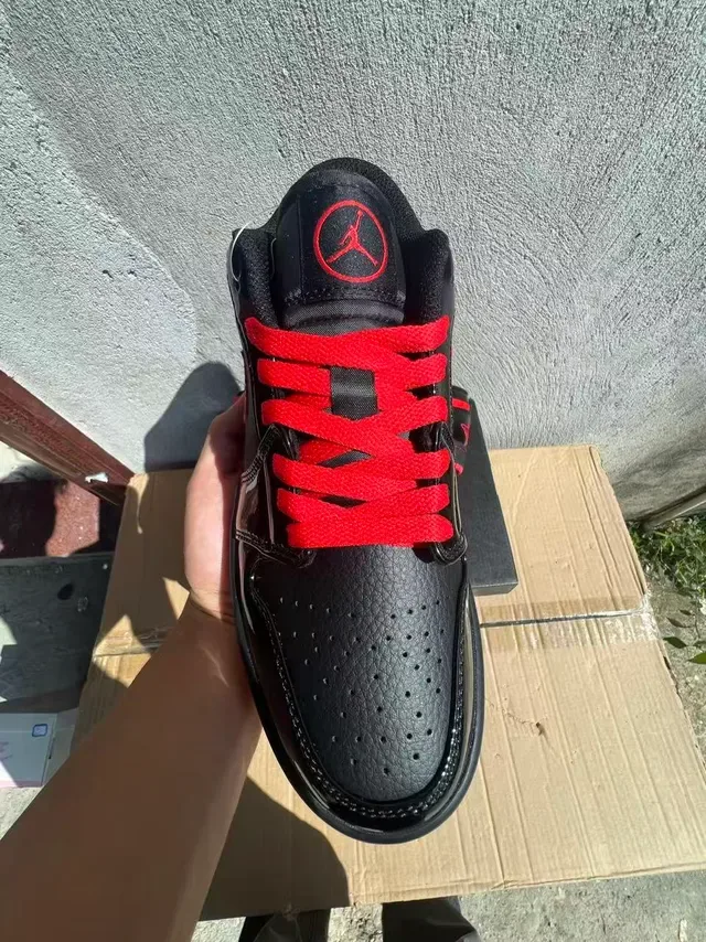 Nike Dunk Low Black and Red Patent Lifestyle Sneakers 4