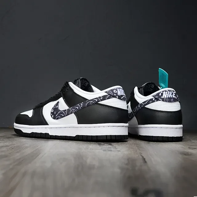 Nike Dunk Low Black White Bandana Print Lifestyle Sneakers 4