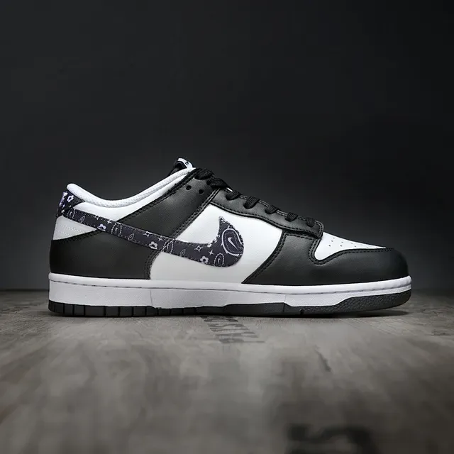 Nike Dunk Low Black White Bandana Print Lifestyle Sneakers 6