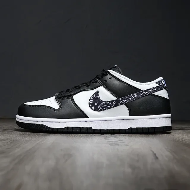 Nike Dunk Low Black White Bandana Print Lifestyle Sneakers 7