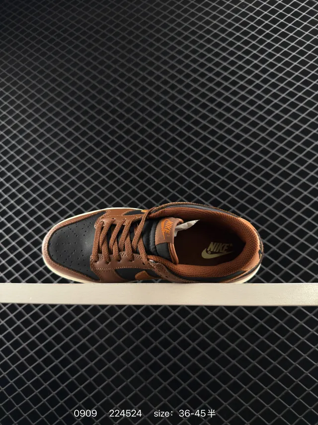 Nike Dunk Low Chaussures de Skateboard en Cuir Marron et Noir 4