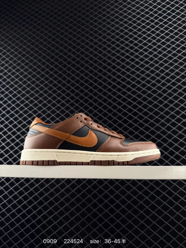 Nike Dunk Low Chaussures de Skateboard en Cuir Marron et Noir 6