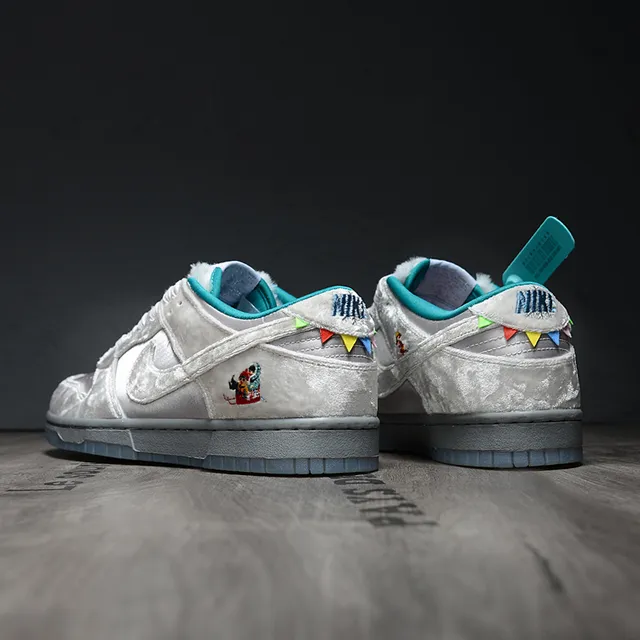 Nike Dunk Low gris bleu avec dessus texturé en velours accent teal doublure chaussures de skateboard 4