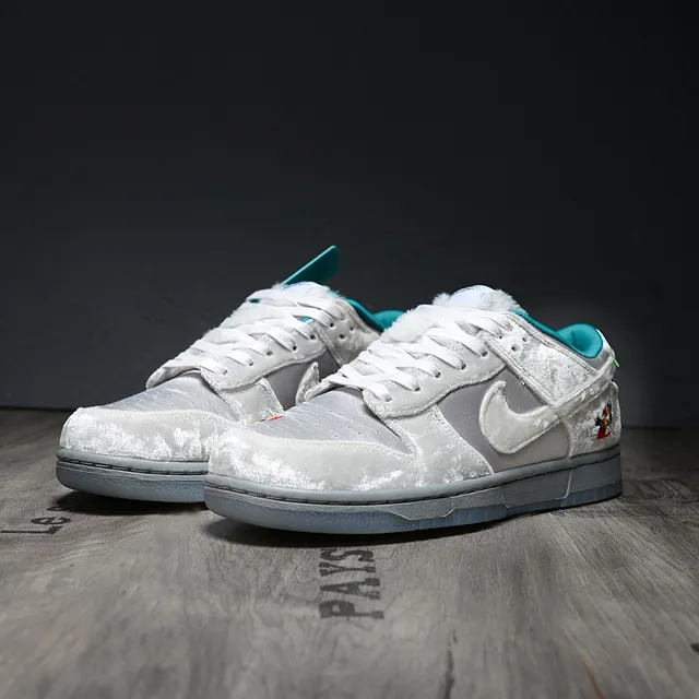 Nike Dunk Low gris bleu avec dessus texturé en velours accent teal doublure chaussures de skateboard 5
