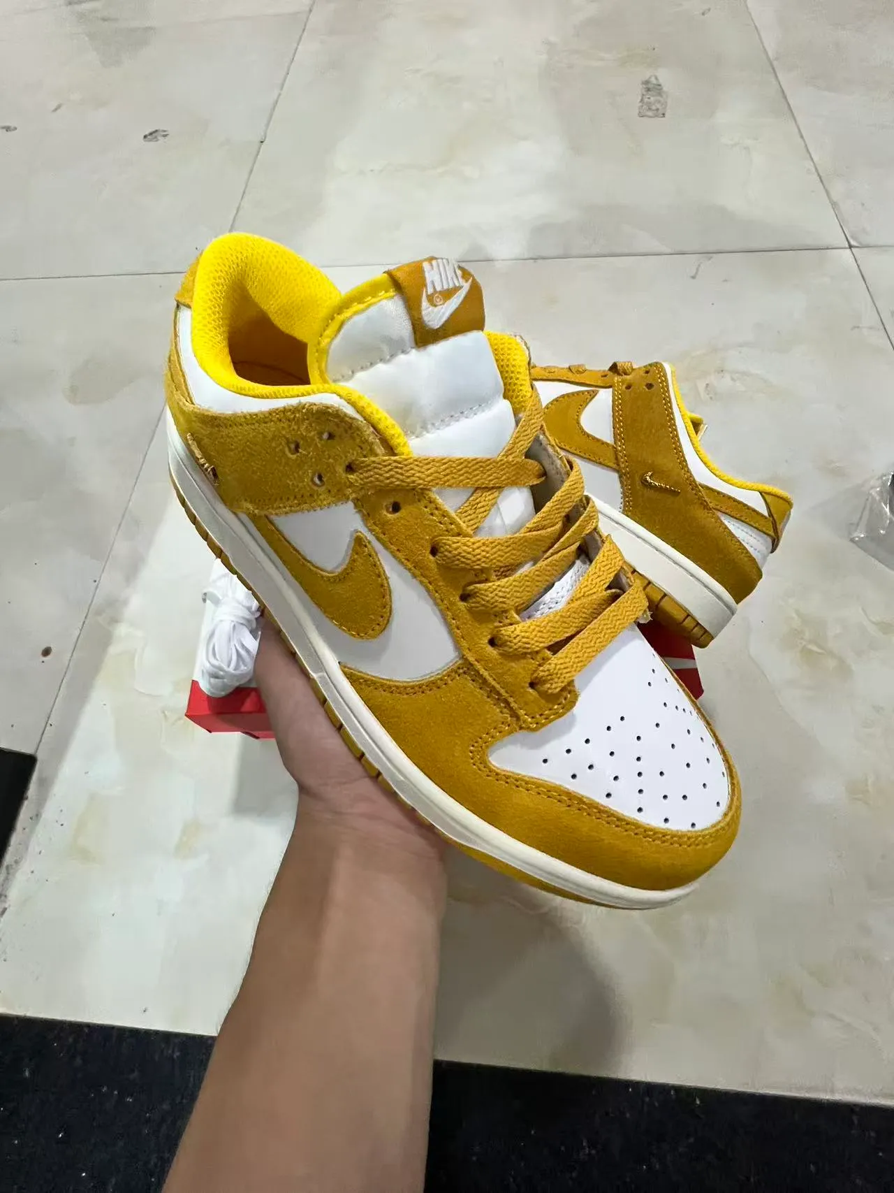 Nike Dunk Low Mustard Yellow and White Lifestyle Sneakers 2