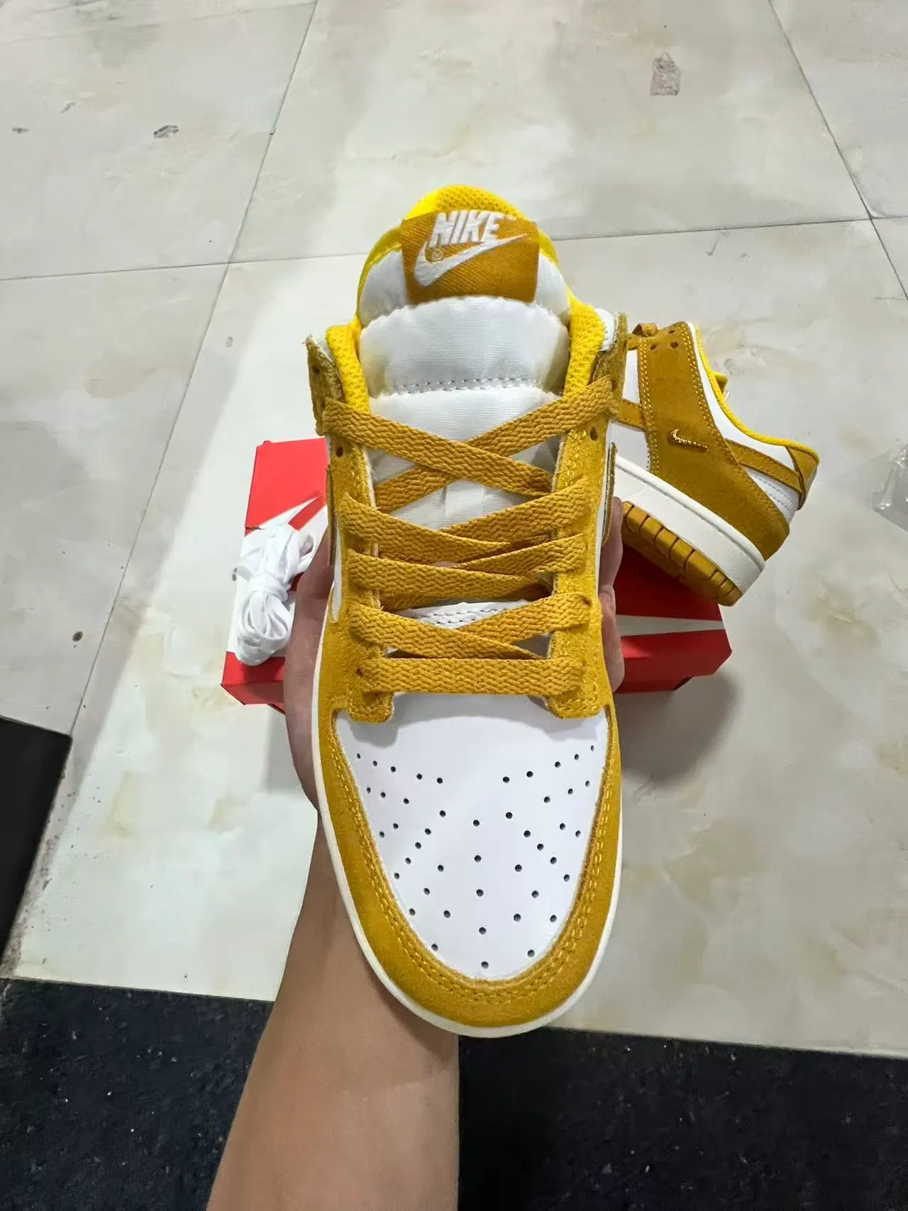Nike Dunk Low Mustard Yellow and White Lifestyle Sneakers 3