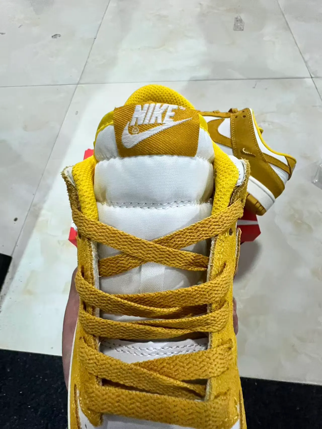 Nike Dunk Low Mustard Yellow and White Lifestyle Sneakers 4