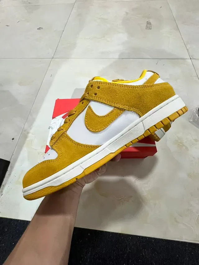 Nike Dunk Low Mustard Yellow and White Lifestyle Sneakers 5