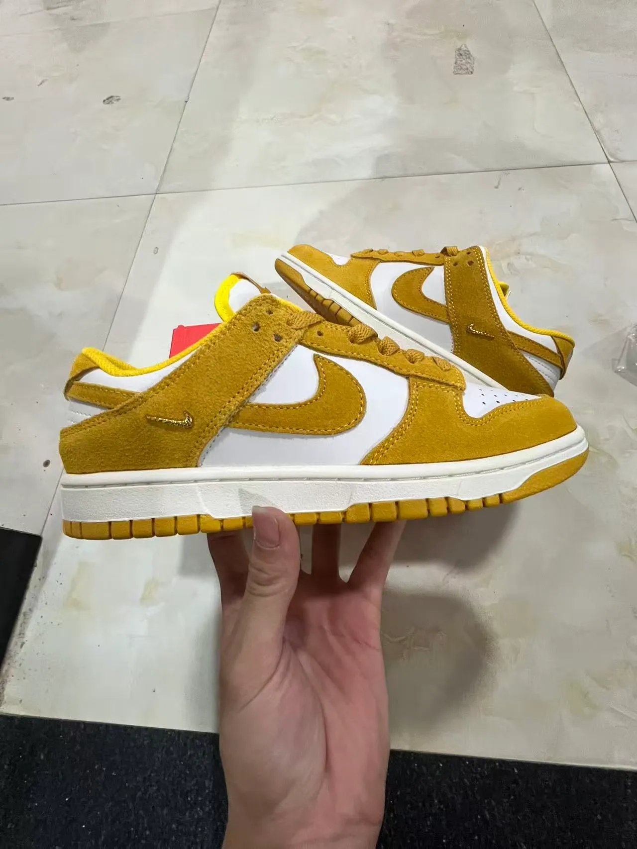 Nike Dunk Low Mustard Yellow and White Lifestyle Sneakers 7