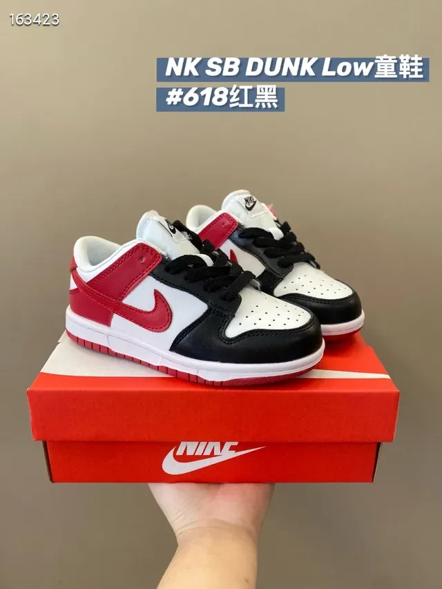 Nike Dunk Low Red Black White Kids Lifestyle Sneakers 11