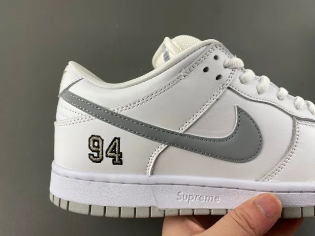 Nike Dunk Low Supreme '94 White Gray Lifestyle Sneakers 3
