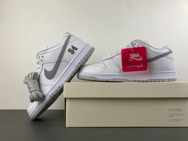 Nike Dunk Low Supreme '94 White Gray Lifestyle Sneakers 14