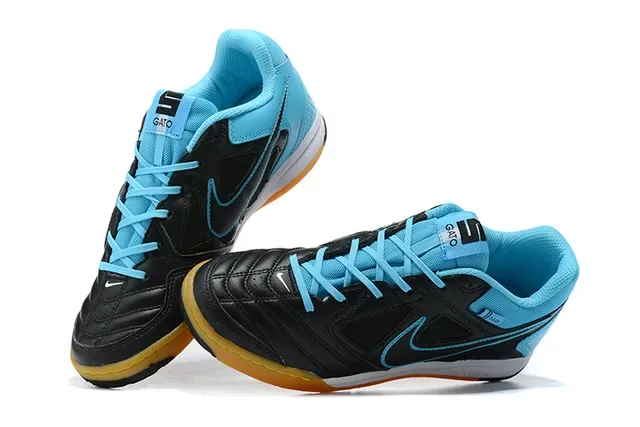 Nike Gato Black Blue Low-Top Synthetic Leather Upper Indoor Soccer Shoes 4