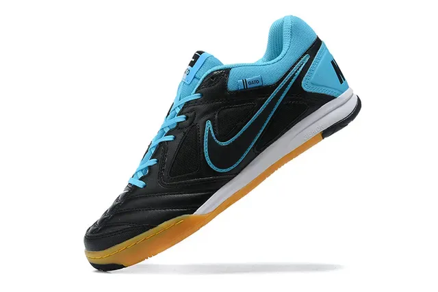 Nike Gato Black Blue Low-Top Synthetic Leather Upper Indoor Soccer Shoes 6