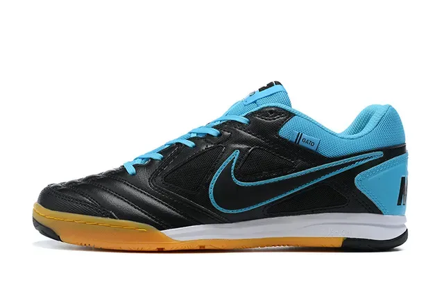 Nike Gato Black Blue Low-Top Synthetic Leather Upper Indoor Soccer Shoes 7