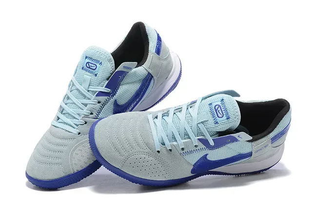 Nike Gato Chaussures de Football Indoor Bleu Gris Low-Top Maille Daim 4