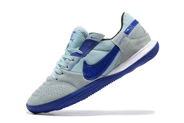 Nike Gato Chaussures de Football Indoor Bleu Gris Low-Top Maille Daim 6