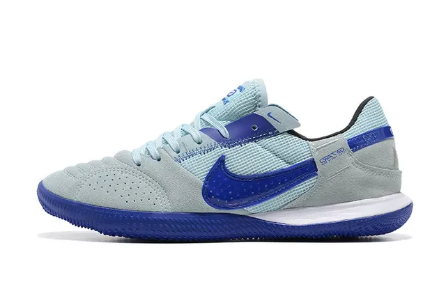 Nike Gato Chaussures de Football Indoor Bleu Gris Low-Top Maille Daim 7