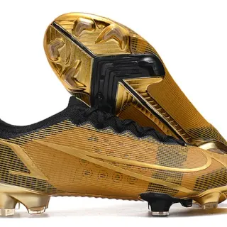 Nike Gold Black Metallic Overlay Mesh Base Firm-Ground Soccer Shoes