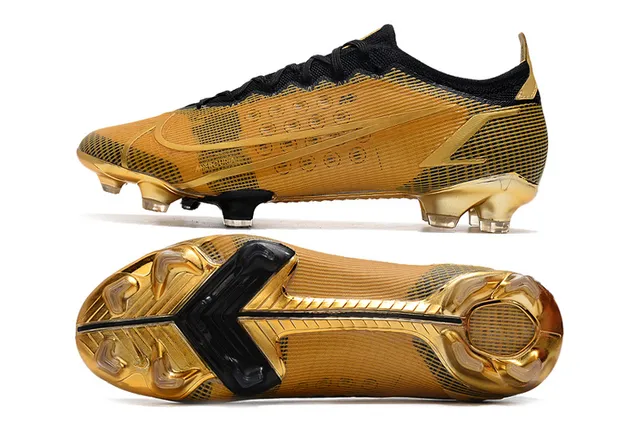 Nike Sapatos de futebol dourados pretos com overlay metálico de malha base para solo firme 3